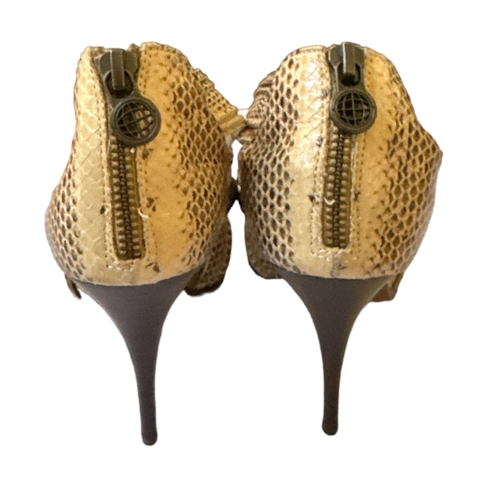 Leon Max Python Cream/ Brown Strappy Stilettos - image 4